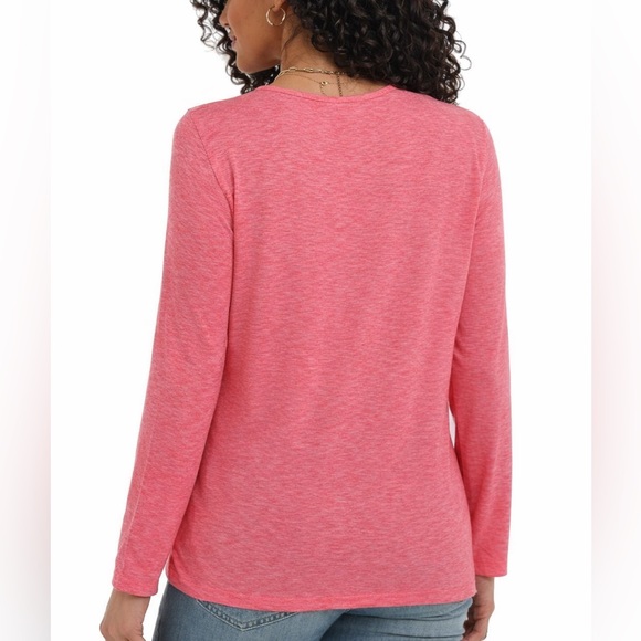 Pink Long Sleeve Keyhole Top - Picture 2 of 3